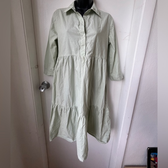 JDY shirt cotton dress with 3/4 sleeve in mint size 36 - Picture 4 of 14